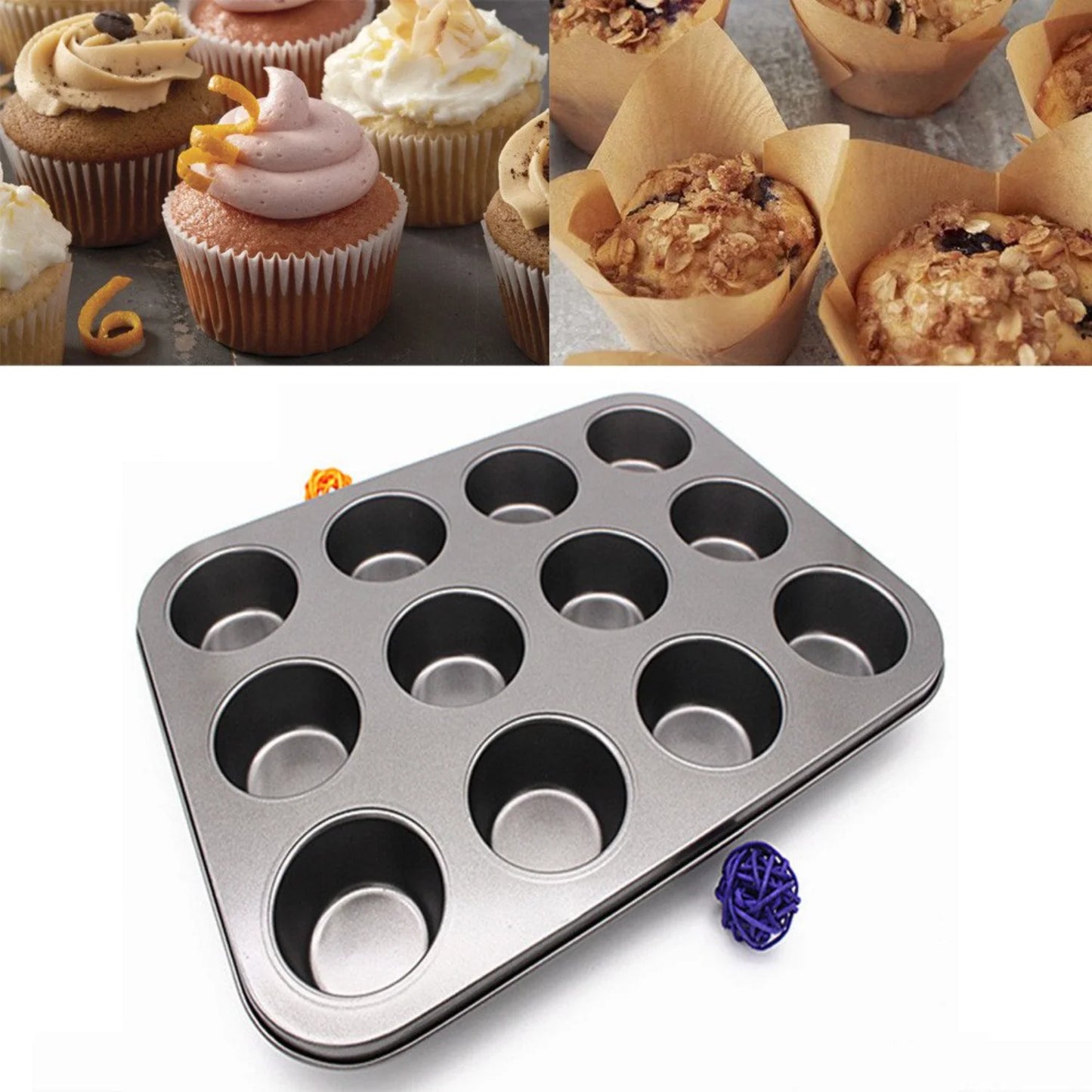 12 Cup Steel Cupcake Baking Pan