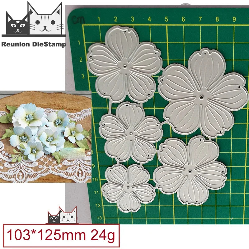 5Pcs Christmas Flowers Metal Cutting Dies